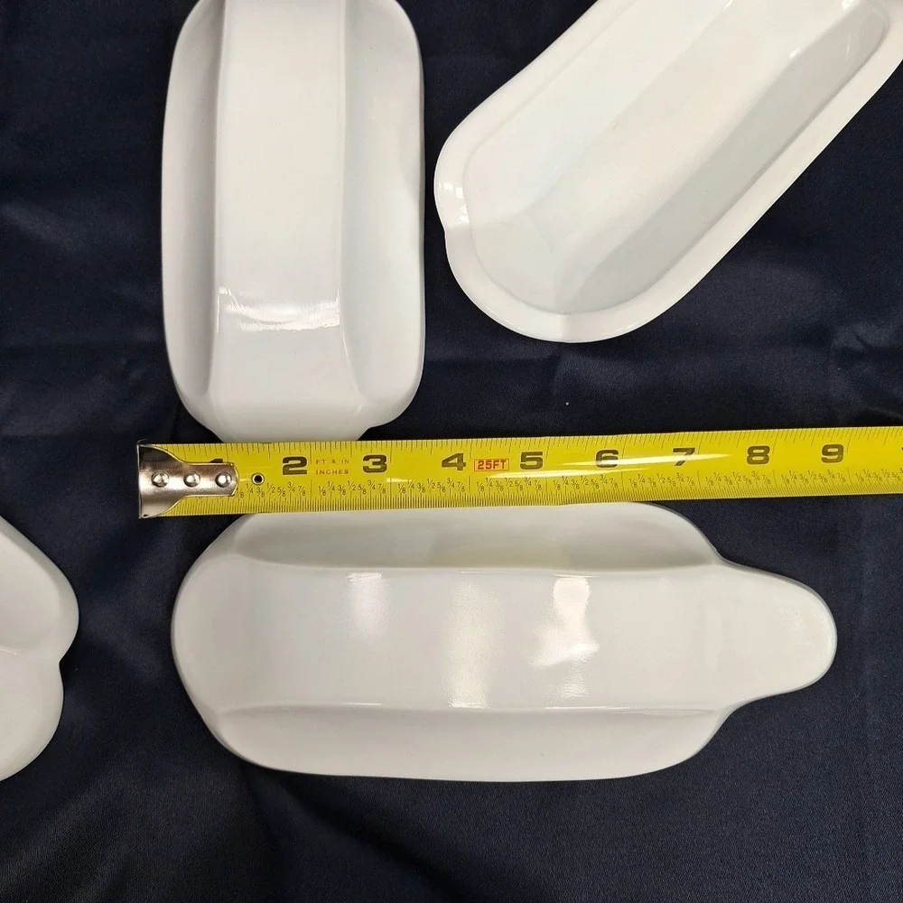5 Indiana Glass Milk Glass Banana Split Hot Dog‎ Boat set of 5 Vintage